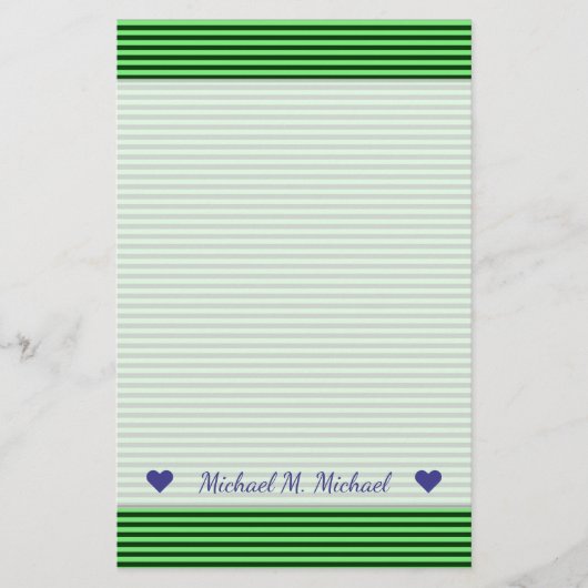 Papeterie Rayures/lignes vert-foncé et vert clair motif (Devant)