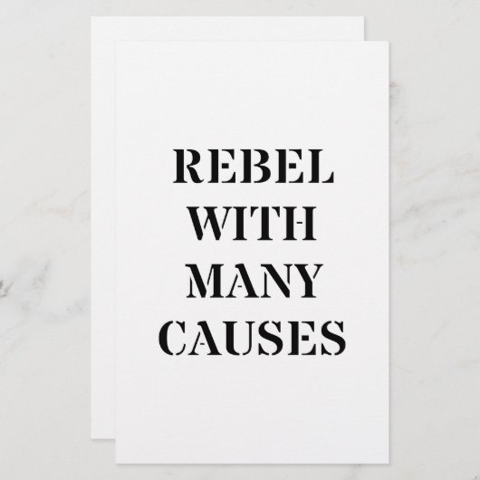 Papeterie Rebel avec de nombreuses causes (Devant / Derrière)