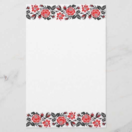 Papeterie Red & Black Rose cross-stitch Russian Pattern (Devant)