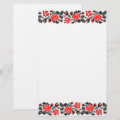Papeterie Red & Black Rose cross-stitch Russian Pattern (Devant / Derrière)