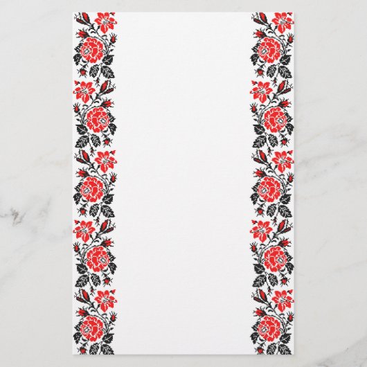 Papeterie Red & Black Rose cross-stitch Russian Pattern (Devant)
