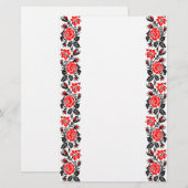Papeterie Red & Black Rose cross-stitch Russian Pattern (Devant / Derrière)