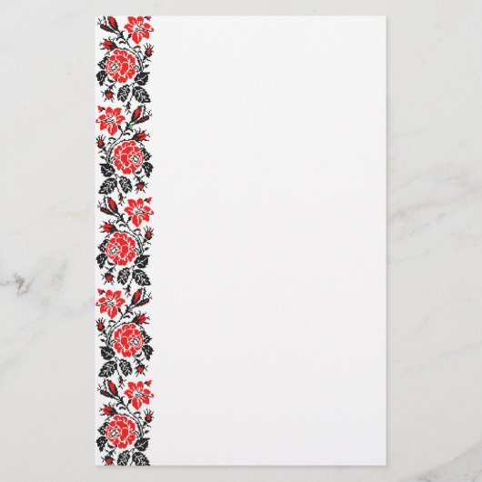 Papeterie Red & Black Rose cross-stitch Russian Pattern (Devant)