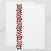 Papeterie Red & Black Rose cross-stitch Russian Pattern (Devant / Derrière)