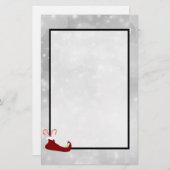 Papeterie Red Elf Shoe sur Silver Bokeh Arrière - plan (Devant / Derrière)