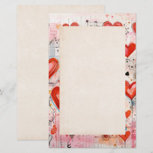 Papeterie Red Hearts Whimsical Love Motif