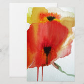 Papeterie Red Poppies aquarelle art floral moderne (Devant / Derrière)