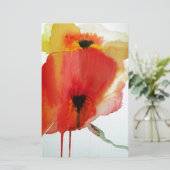 Papeterie Red Poppies aquarelle art floral moderne (Debout devant)
