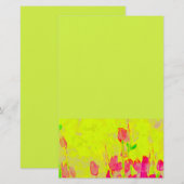 Papeterie Red Tulips Border Yellow Green Stationery (Devant / Derrière)