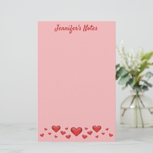 Papeterie Red Valentine's Day Hearts & Custom Text (Debout devant)
