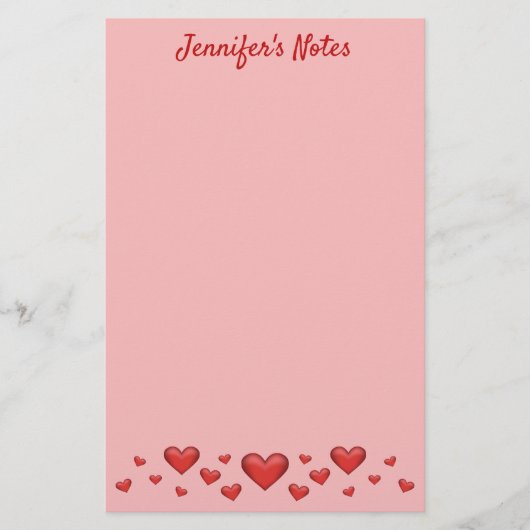 Papeterie Red Valentine's Day Hearts & Custom Text (Devant)