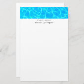 Papeterie Réflexions sur l'eau de la piscine bleu chatoyante (Devant / Derrière)