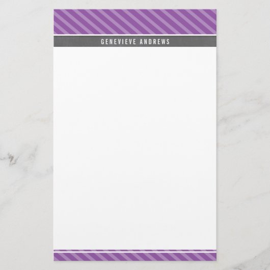 Papeterie REMARQUE PAPIER diagonale rayée gris gras violet v (Devant)