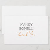 Papeterie Remerciement Personnel Minimaliste Moderne (Devant / Derrière)