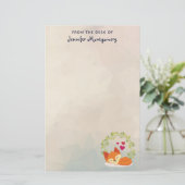 Papeterie Renard orange mignon avec Coeurs et une couronne v (Debout devant)