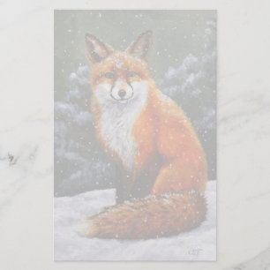 Papeterie Renard rouge mignon en neige hivernale