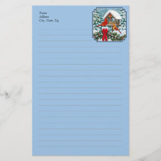 Papeterie Repas de Noël des cardinaux bleu