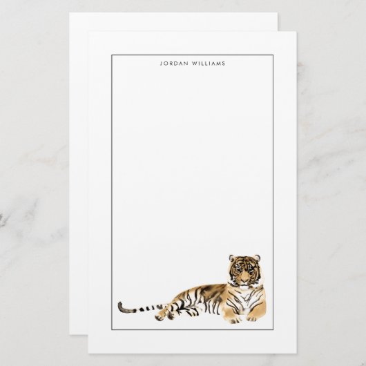 Papeterie Repose du tigre d'aquarelle (Devant / Derrière)