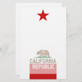 Papeterie RÉPUBLIQUE DE CALIFORNIE Drapeau de l'État étoile  (Devant / Derrière)