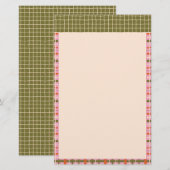 Papeterie Ressort Rétro Plaid et Grille Verticale Dessinée à (Devant / Derrière)