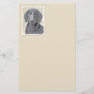 Papeterie Retriever à couche plate - Art original de chien