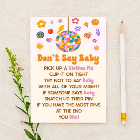Papeterie Retro 70's Super Ne pas dire Baby shower jeu