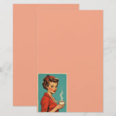 Papeterie Retro housewife coffee pink stationery (Devant / Derrière)