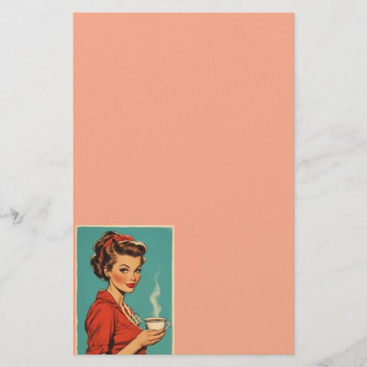 Papeterie Retro housewife coffee pink stationery (Devant)