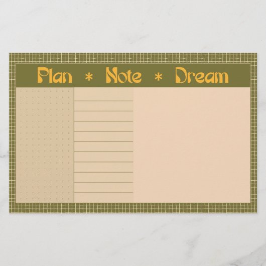 Papeterie Retro Spring Hand Drawn Plan and Dream Green Grid (Devant)