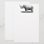 Papeterie Rhinocéros vintages de rhinocéros d'illustration (Devant / Derrière)