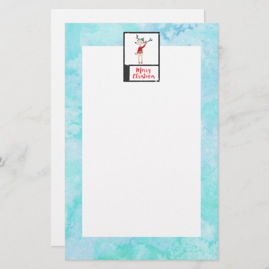 Papeterie Rindeer De Noël Dans Un Gros Chaud (Devant / Derrière)