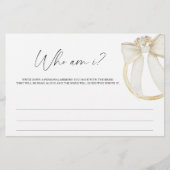 Papeterie Ring Bow Bridal shower Who am I game (Devant)