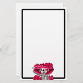 Papeterie Rire Skeleton Woman dans Red Bonnet (Devant / Derrière)