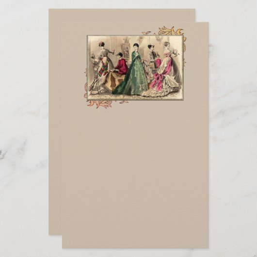 Papeterie Robe Victorienne Avec Papier Bow Rose (Devant / Derrière)