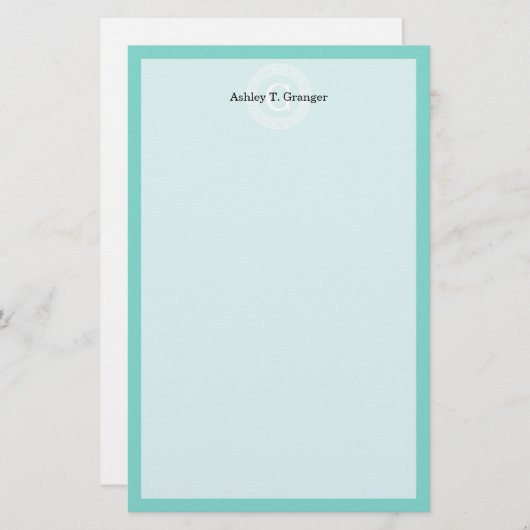 Papeterie Robin Oeuf Wht Grille Grecque Cadre Rnd Initial Mo (Devant / Derrière)