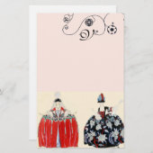 PAPETERIE ROCOCO LADIE BEAUTÉ, MODE COSTUME DÉCO MONOGRAM (Devant / Derrière)