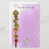 PAPETERIE RODE D'ASCLEPIUS 7 CHAKRAS, YOGA, ÉNERGIE SPIRITUE (Devant / Derrière)