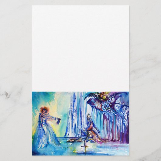 Papeterie ROI ARTHUR, DAME DU LAC ET bleu violet rose (Devant)