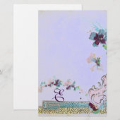 Papeterie ROMANTİCA Bleu rose Mariage Monogramme floral (Devant / Derrière)