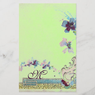 Papeterie ROMANTİCA bleu vert rose Mariage Floral Monogramme