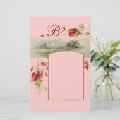 Papeterie ROMANTİCA MONOGRAM / POPIES, rouge, vert rose (Debout devant)