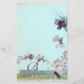 Papeterie ROMANTİCA rose Turquoise bleu Mariage Floral Monog (Devant)