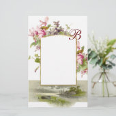 Papeterie ROMANTIQUE MONOGRAMME / CYCLAMENS, rose vert blanc (Debout devant)