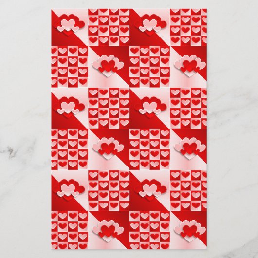 Papeterie Romantique Saint Valentin Coeurs d'amour Rouge Coe (Devant)