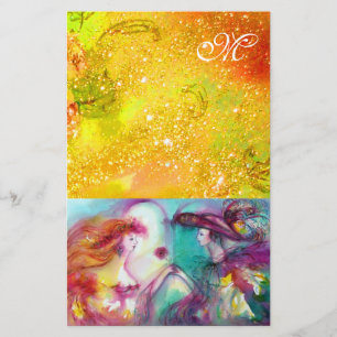 PAPETERIE ROMÉO ET JULIETTE, PAILLETTES JAUNE VERT OR