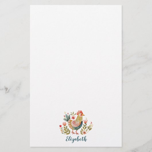 Papeterie Rooster coloré d'aquarelle de ferme (Devant)