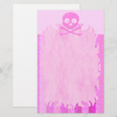 Papeterie rose affligée de flamme de crâne (Devant / Derrière)