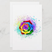 Papeterie Rose arc-en-ciel coloré (Devant / Derrière)