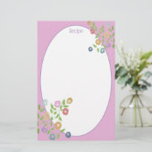 Papeterie Rose Bleu Et Violet Floral Accentué (Debout devant)