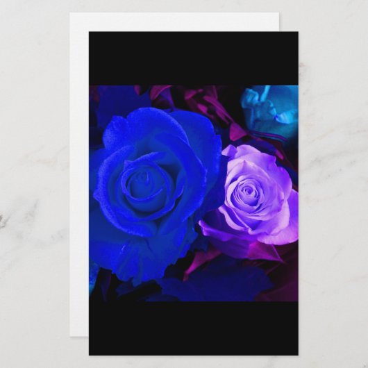 Papeterie Rose bleu violet (Devant / Derrière)